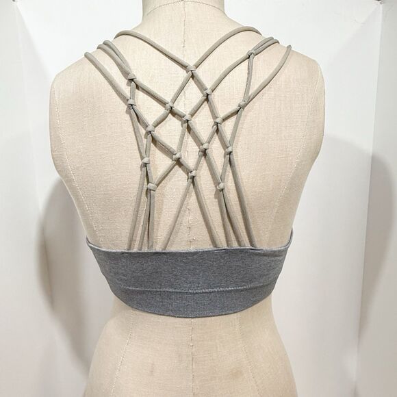 Pro-Fit Womens Seamless Knotted Sports Bra gray Wireless Strappy Racerback Small - Picture 3 of 16